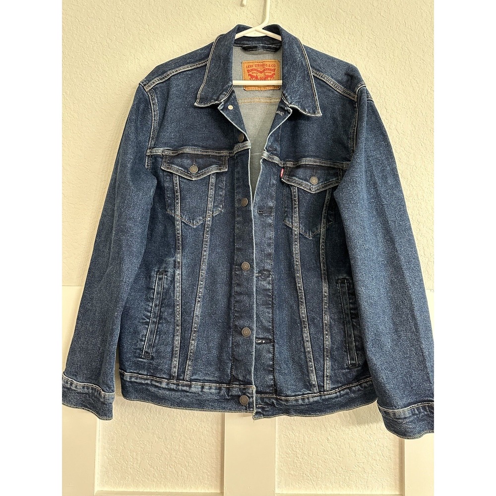 Levis Mens Denim Trucker Jacket Blue XL Regular Fit Button Front